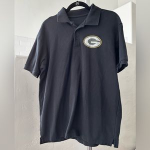 Black short sleeve polo shirt with Green Bay logo